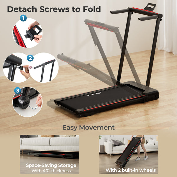 Tapis de course pliant 3 en 1 de 2 25 HP avec télécommande pour haut-parleur de table - Noir