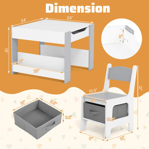 4-in-1 Activity Table and Chairs Set for Children and Toddlers with Reversible Tabletop - Grey