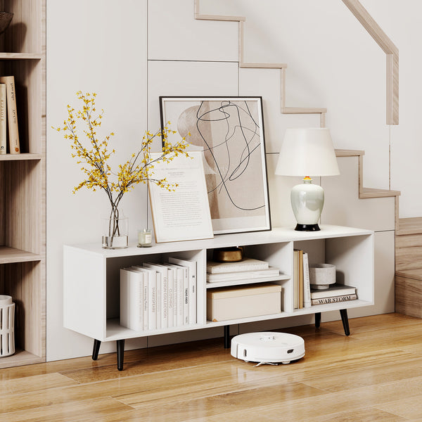 Meuble TV 47 5 pouces pour téléviseur 55 pouces avec compartiments et pieds en métal