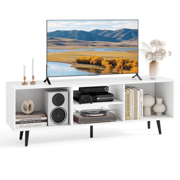 Meuble TV 47 5 pouces pour téléviseur 55 pouces avec compartiments et pieds en métal