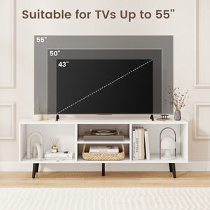 Meuble TV 47 5 pouces pour téléviseur 55 pouces avec compartiments et pieds en métal