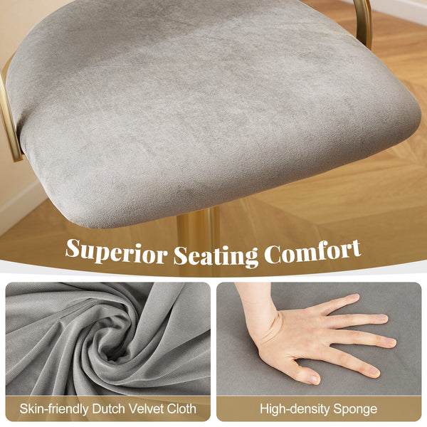 Lot de 2 tabourets de bar pivotants en velours hollandais  hauteur réglable  gris