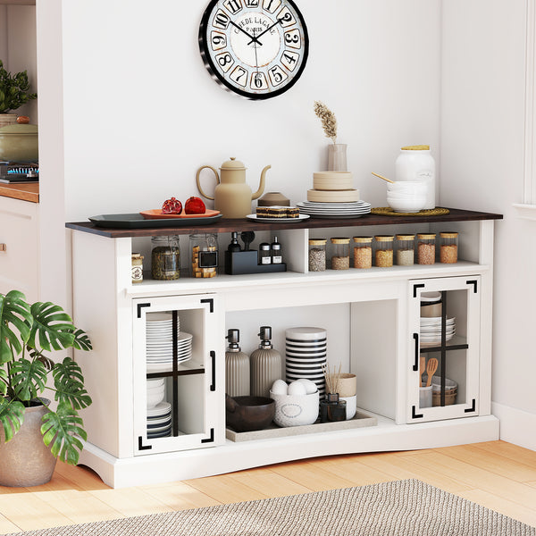 TV stand with LED lights and remote control - White