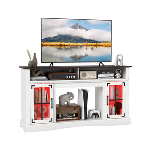 TV stand with LED lights and remote control - White
