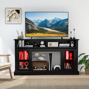 TV stand with LED lights and remote control - Black