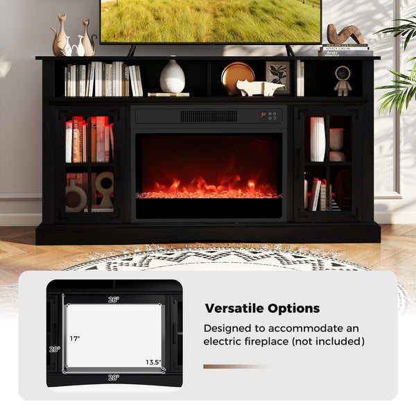 TV stand with LED lights and remote control - Black