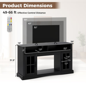 TV stand with LED lights and remote control - Black