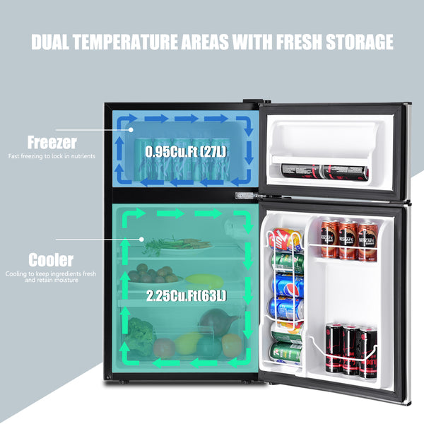 3.2 cu. ft. Compact Stainless Steel Refrigerator - Gray