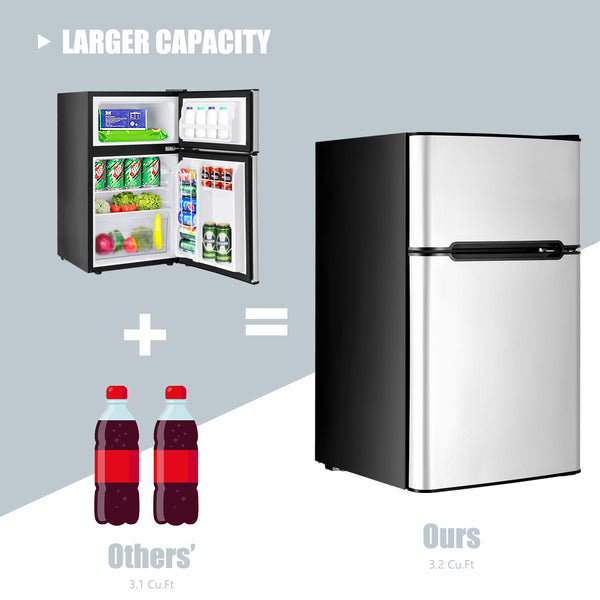 3.2 cu. ft. Compact Stainless Steel Refrigerator - Gray