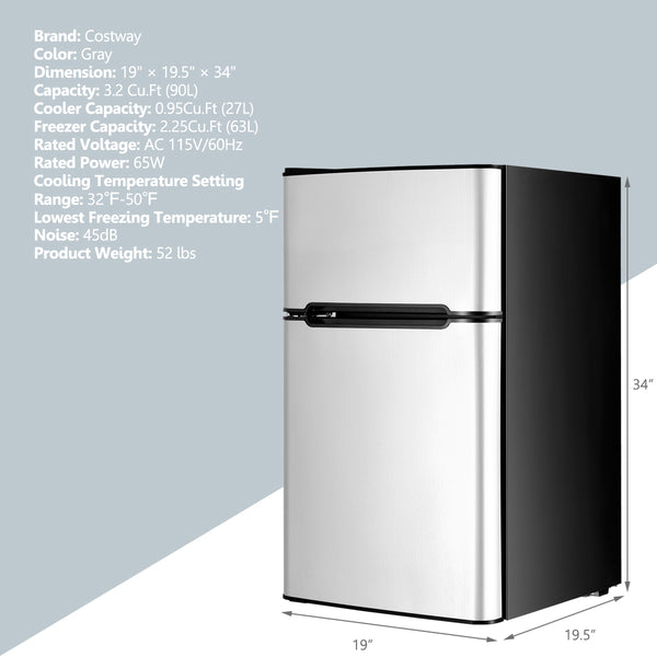 3.2 cu. ft. Compact Stainless Steel Refrigerator - Gray