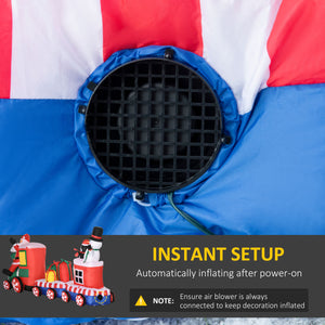 2.4m inflatable Christmas train with Santa Claus, snowman, penguin and gift boxes