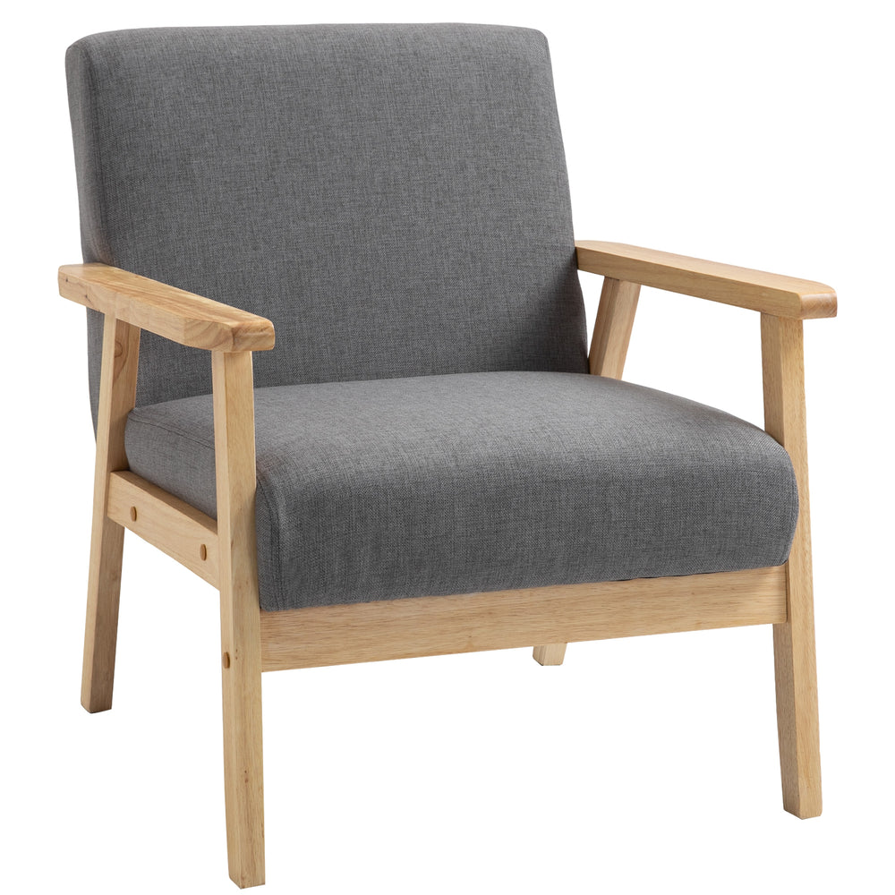Fauteuils d'appoint minimalistes en lin épais et assise large, gris