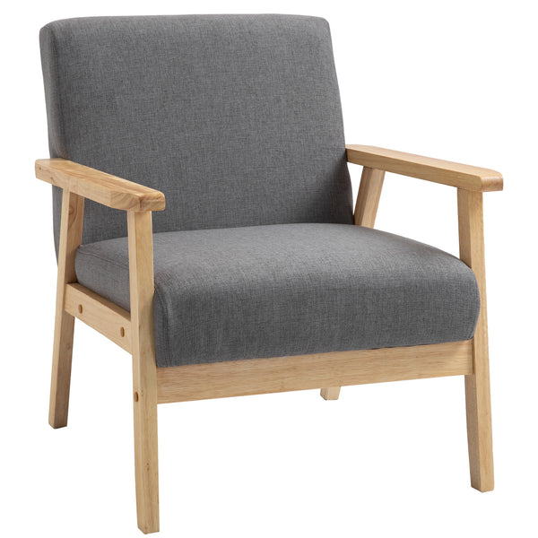 Fauteuils d'appoint minimalistes en lin épais et assise large, gris