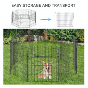8-panel foldable octagonal playpen, black