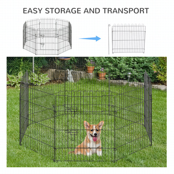 8-panel foldable octagonal playpen, black