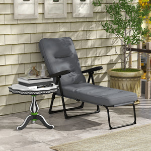 Fauteuil de jardin avec coussin rembourré, gris clair