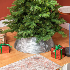 Cache-pied pour sapin de Noël de 66 cm avec motif flocon de neige
