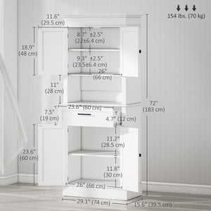 Armoire de cuisine moderne avec portes, étagères ouvertes et réglables, blanche