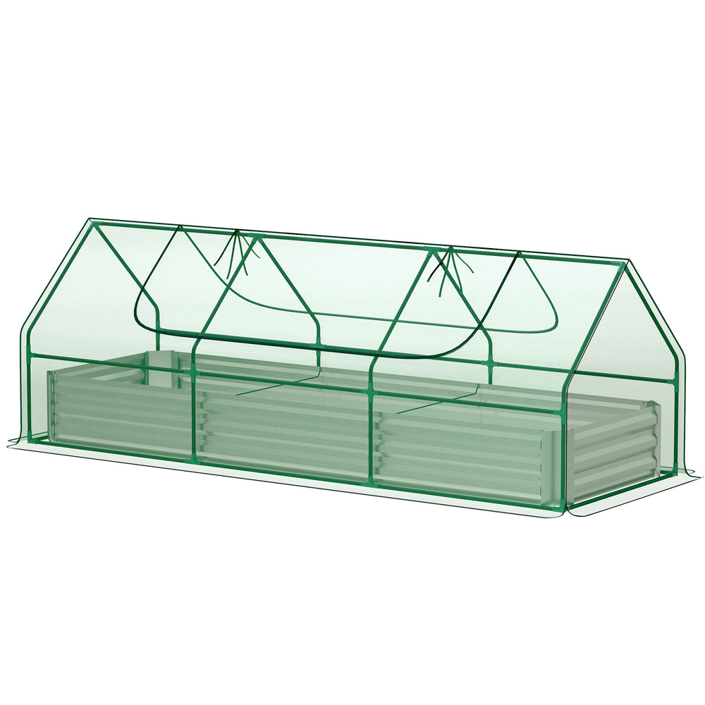 Raised vegetable garden with mini-greenhouse, green 