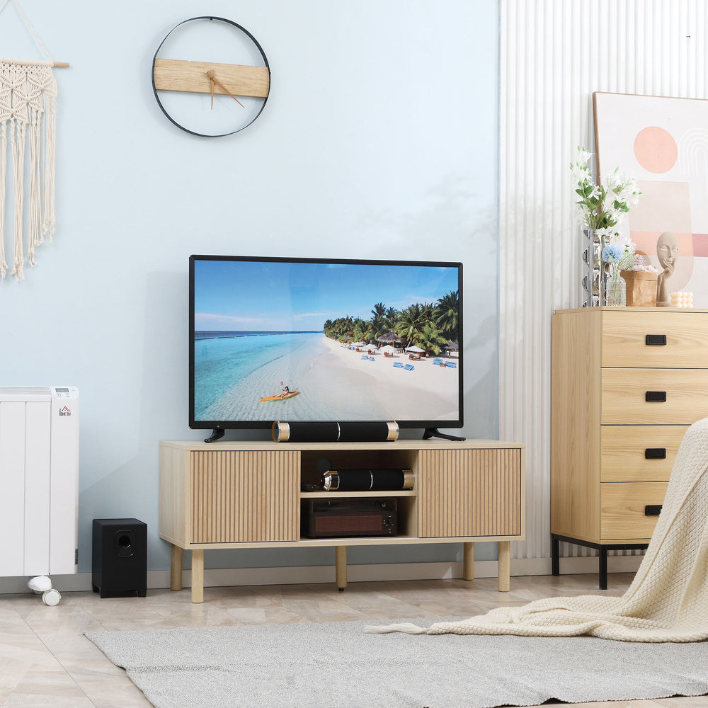 Meuble moderne pour téléviseurs jusqu'à 50 pouces, couleur naturelle