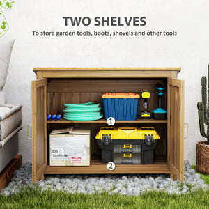 Abri de jardin en bois extérieur compact avec 2 étagères et 2 portes