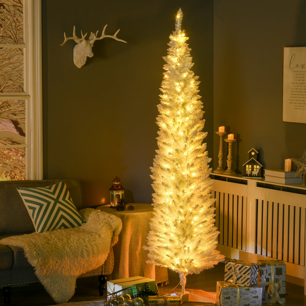Sapin de Noël artificiel blanc pré-éclairé de 7 pieds