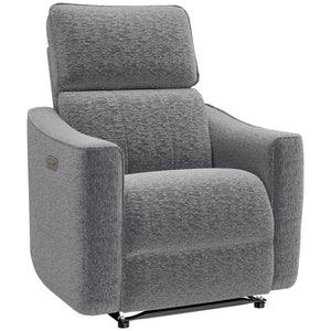Fauteuil inclinable électrique, revêtement en tissu aspect lin, ports USB, repose-pieds, gris foncé