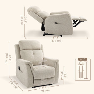 Fauteuil inclinable manuel avec massage par vibrations, beige
