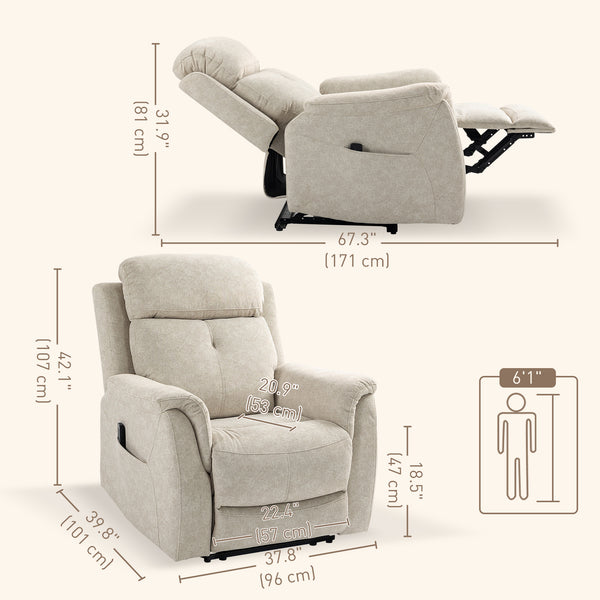 Fauteuil inclinable manuel avec massage par vibrations, beige