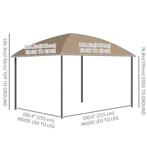 10' x 10' Outdoor Hardtop Gazebo Canopy with UV60+ Polycarbonate Roof, Steel Frame, Central Hook, Curtains, Khaki