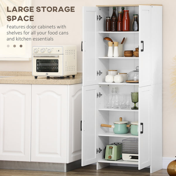 Armoire de cuisine 4 portes avec étagères réglables, blanc