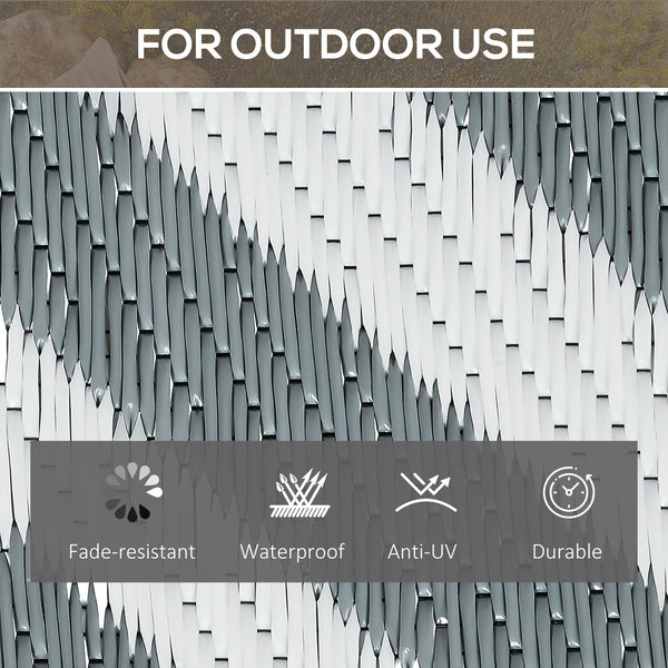 Tapis d'extérieur réversible, gris et blanc