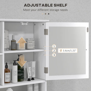 Armoire à pharmacie avec miroir et portes, étagères de rangement, blanche