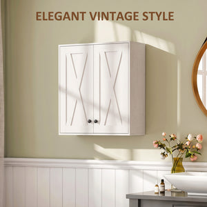 Armoire murale de salle de bain avec 2 portes et tablettes ajustables, blanc