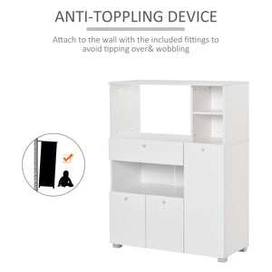 Armoire de cuisine avec support pour four à micro-ondes, blanc