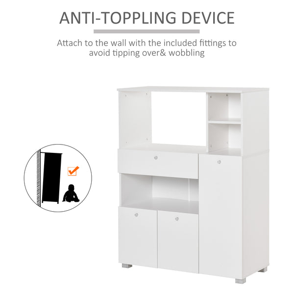 Armoire de cuisine avec support pour four à micro-ondes, blanc