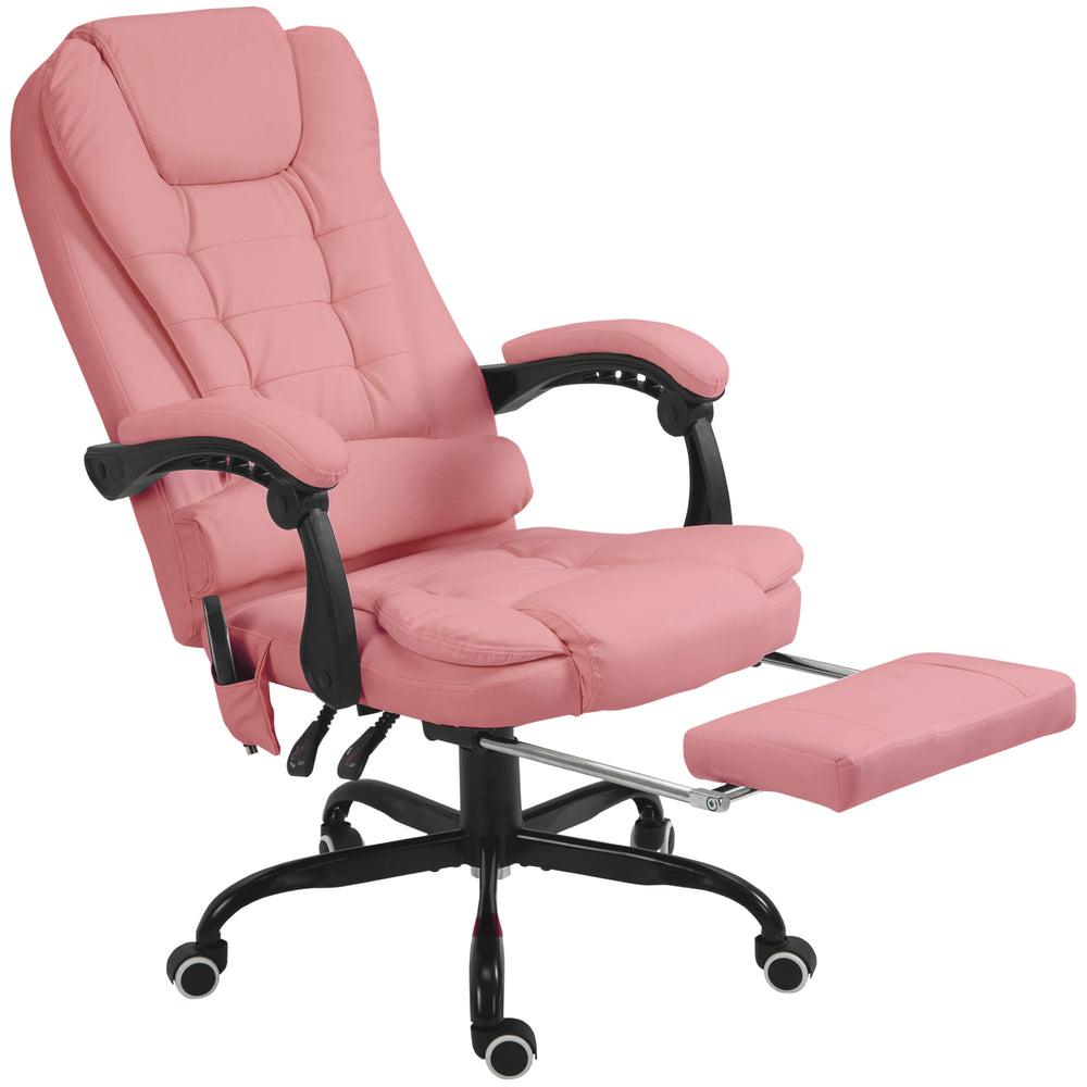 Fauteuil de massage vibrant à 7 points avec repose-pieds, rose