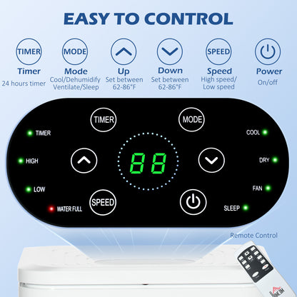 Climatiseur portatif 8 000 BTU avec refroidissement, déshumidificateur, télécommande, couleur crème