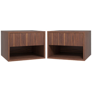 Lot de 2 tables de chevet flottantes avec tiroir, marron
