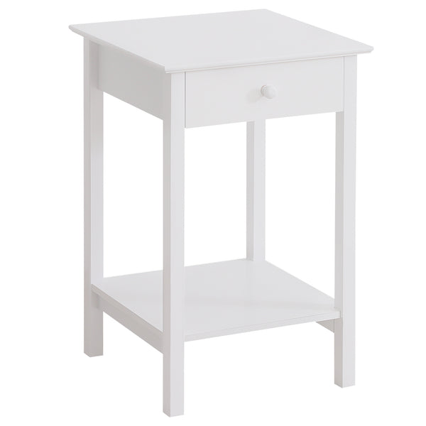 Table d'appoint multifonction avec tiroir et étagère de rangement, blanche