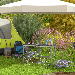 Table de pique-nique pliante avec chaises de camping, Noir.
