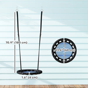 Balançoire de 61 cm pour enfants avec cordes de suspension réglables, bleu