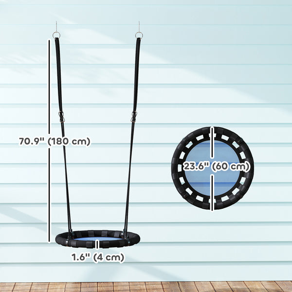 Balançoire de 61 cm pour enfants avec cordes de suspension réglables, bleu