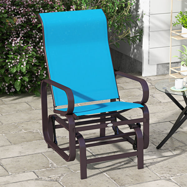 Rocking chair in breathable mesh fabric, brown/blue