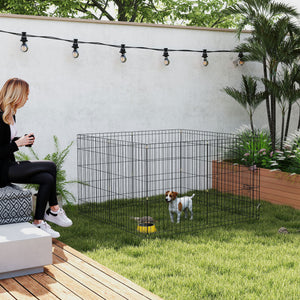 Parc pliable pour chien à 8 panneaux avec tapis de sol