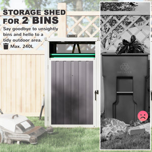 Lockable outdoor double bin shelter with hinged lid, dark grey