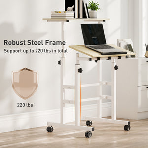 Height and tilt adjustable sit-stand desk