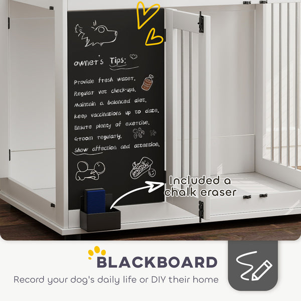 Meuble cage de 39" avec tableau noir, trois portes, blanc