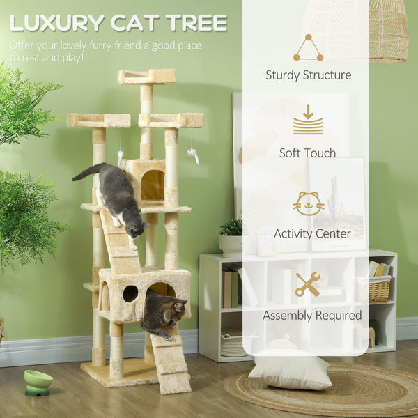 Arbre à chat à plusieurs niveaux de 173 cm, beige
