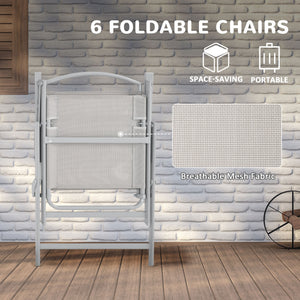 Ensemble de patio 8 pièces avec parasol, gris